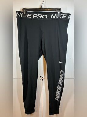 Nike Pro Dri-FIT Leggings Black Logo Athletic Compression Pants Women’s XL
